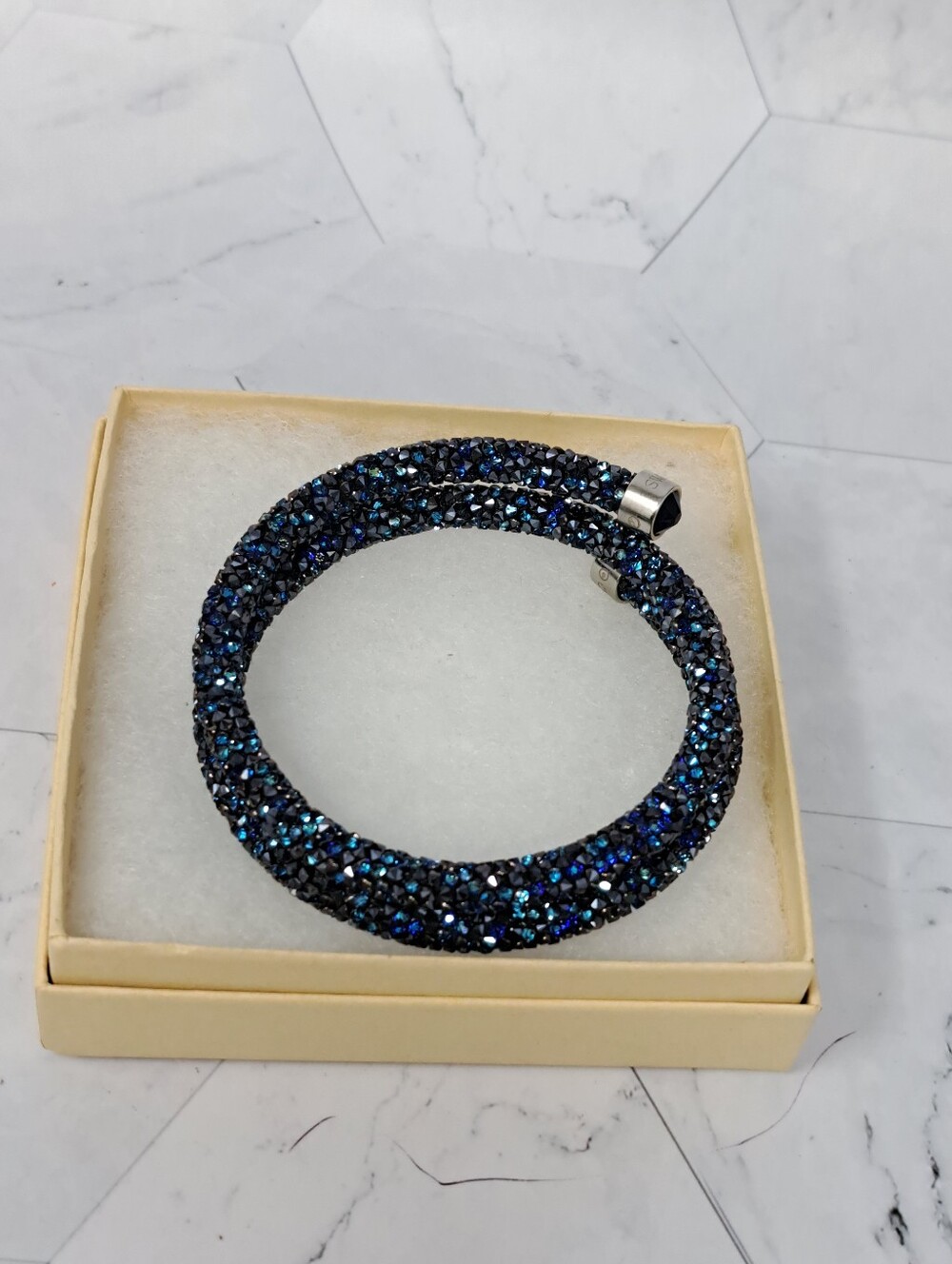 Swarovski Crystaldust Double Cuff Bracelet - Blue Wraparound